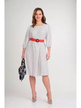 Платье 483 белый в черный горох
