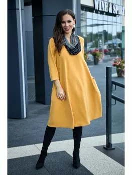 Платье 495 горчица с шарфом