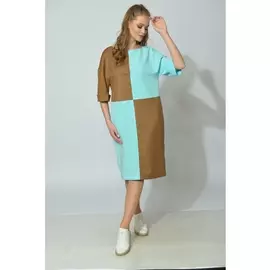 Платье 4-029 camel + бирюза