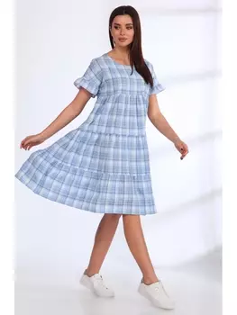 Платье 537 голубая клетка