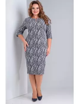 Платье 649 серый с орнаментом