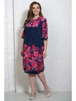 Платье 6675 синий+красный