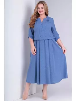 Платье 684 голубой горошек