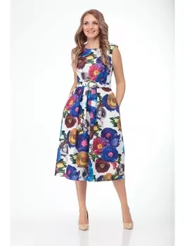 Платье 696 синие тона