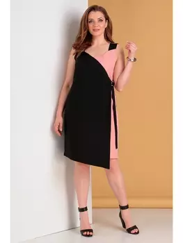 Платье 703 розовый+черный