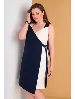 Платье 703 синий+молочный