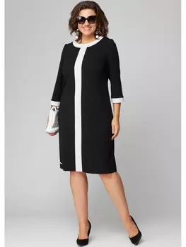 Платье 7177 черный с белой отделкой