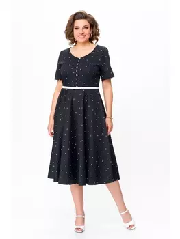 Платье 719.1 черный в белый горох