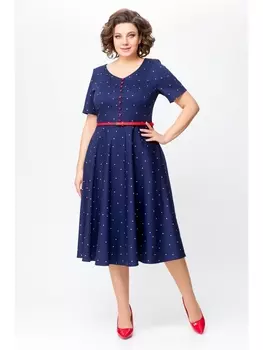Платье 719 синий в белый горох