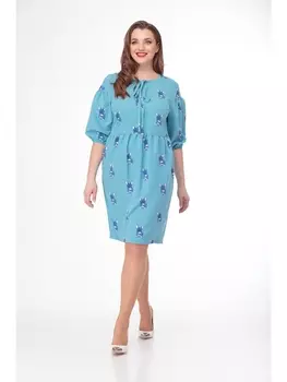 Платье 721 бирюза с мопсами