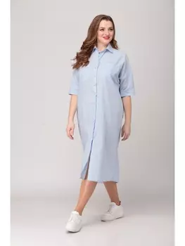 Платье 722 голубой+тонкая полоска