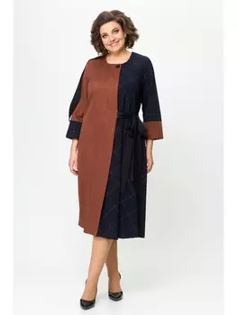 Платье 725 темно-синий с коричневым