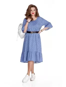 Платье 758 голубой в горох