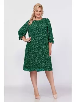 Платье 767 зелено-белая лоза