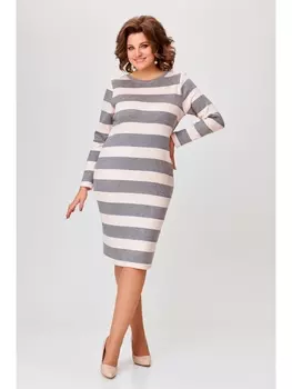 Платье 770.2 полоска молочно-серая