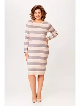 Платье 770 полоска серо-бежевая
