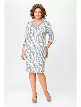 Платье 782.1 молочный в серо-голубой принт