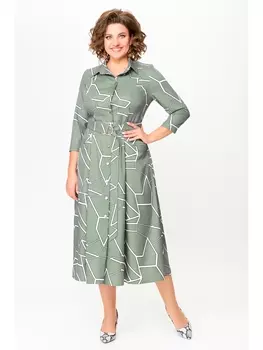 Платье 784.1 шалфей, принт белая геометрия