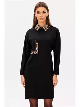 Платье 803 черный с леопардом