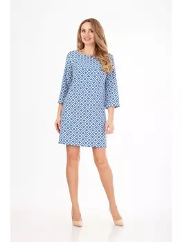 Платье 810 голубой с геометрическим принтом