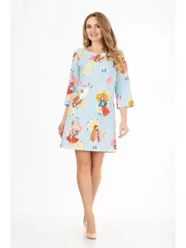 Платье 810 голубой с зонтиками