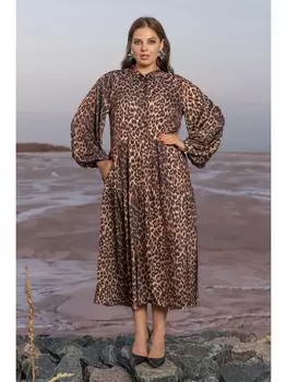 Платье 834 леопард, коричневый