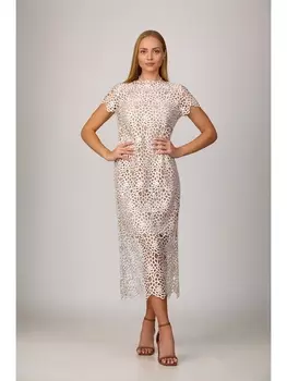 Платье 843 молочный, сетка-бежевая