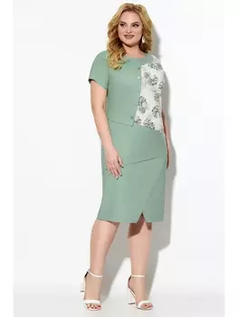 Платье 857-1 серебро+зеленый