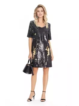 Платье 874 черный+золото