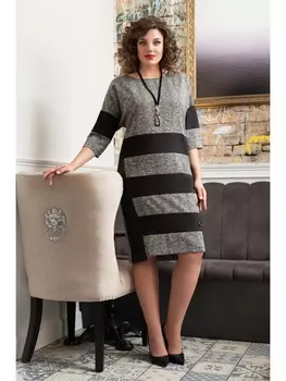 Платье 881-11 серый/черный