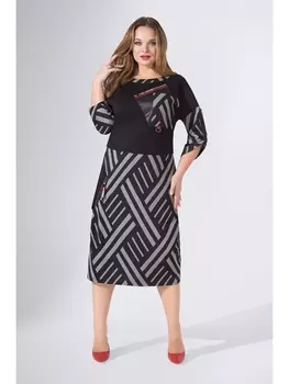 Платье 938-5 серый-черный