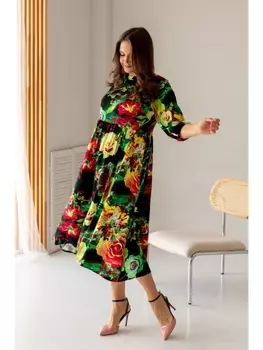 Платье А-333 цветочный букет