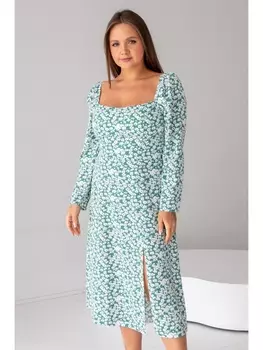 Платье А-339 цветы на изумруде