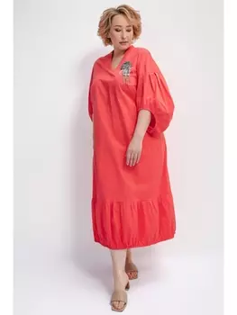 Платье Коралловое платье из хлопка с воланами арт.3733