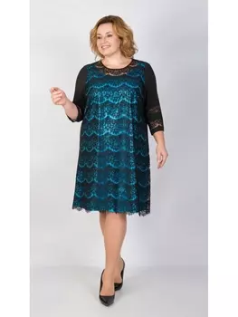 Платье Л 1864-голубой+черный