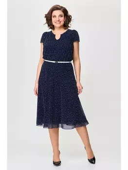 Платье М535 синий в белый горошек