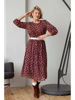 Платье МП-23 цветы на бордо