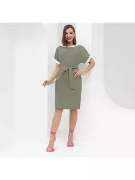 Платье Открытые границы (хаки, с поясом)