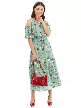 Платье Платье "Мариана" (зелень, цветы) П2327