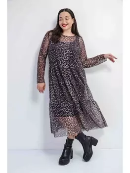 Платье Платье-сетка с леопардовым принтом *PREMIUM арт.3941