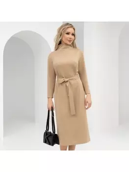 Платье Свободные взгляды (латте, с поясом)