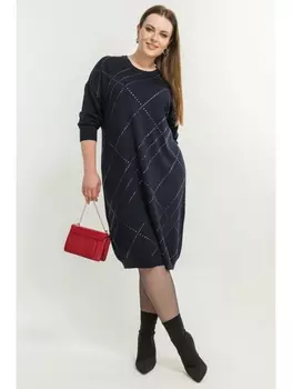 Платье Вязаное синее платье с пайетками арт.3054