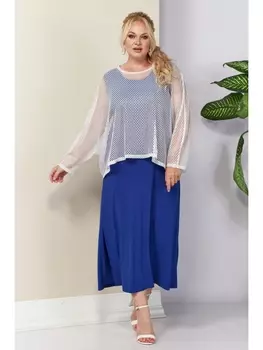 Плательные костюмы 1119 молоко/синий