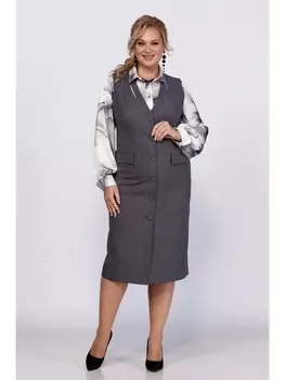 Плательные костюмы 1184 серый+белый