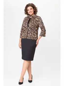 Плательные костюмы 1193 черный+леопард
