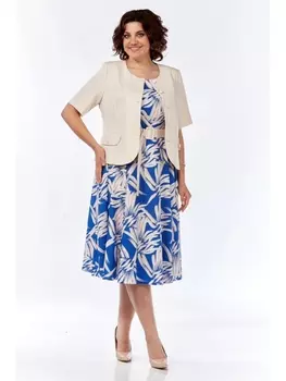 Плательные костюмы 1207 беж+синий