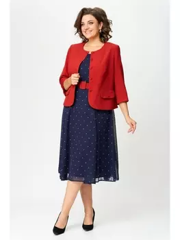 Плательные костюмы 1260 красный с синим