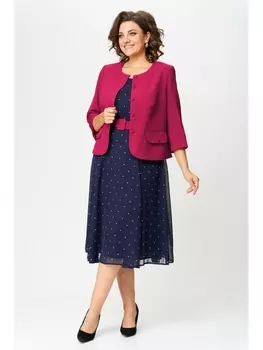 Плательные костюмы 1260 малина с синим