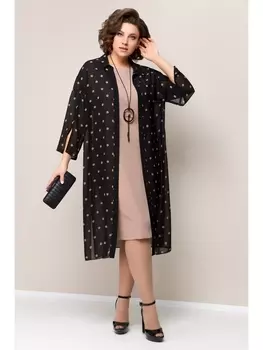 Плательные костюмы 1326 черно-бежевый