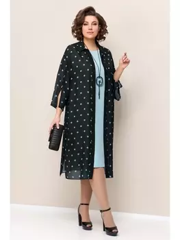 Плательные костюмы 1326 черно-голубой